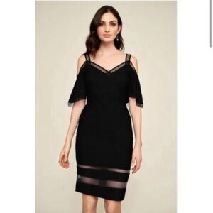 Tadashi Shoji Black Cold Shoulder Mini Dress